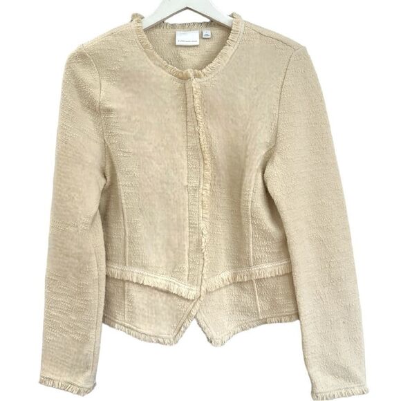 Anthropologie Ett:twa Bardot Knit Moto Jacket Cream/ Ivory - Picture 6 of 11